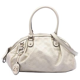 Sac Satchel Gucci White Guccissima Sukey Blanc