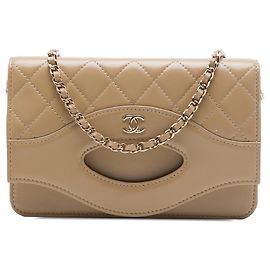 Chanel Brown Quilted Shiny Lambskin 31 Wallet On Chain Marron Marron clair