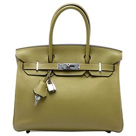 Hermès Green Clemence Birkin Retourne 30 Green Olive green
