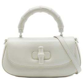 Gucci Mala de mão Diva Small em pele de vitelo branca com pega de bambu Branco