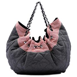 Sac Cabas Spirit Chanel Blue Large en denim matelassé extensible Bleu Autre