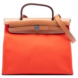 Hermès Orange Toile Herbag Zip 31 Orange