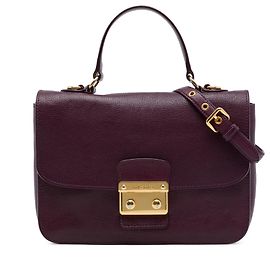 Bolsa Miu Miu em pele de cabra roxa Madras com fecho push lock e alça de mão Outro Roxo