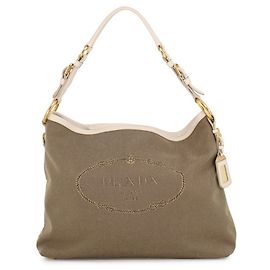 Bolsa de Ombro Prada Khaki e White Branco Caqui