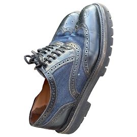 Scarpe stringate in pelle e denim Louis Vuitton Nero Blu