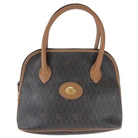 Christian Dior Vintage Honeycomb Pattern Brown Handbag Brown