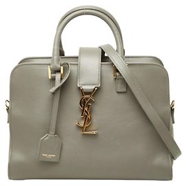 Autre Marque Saint Laurent Baby Cabas Handbag in Gray Leather Brown