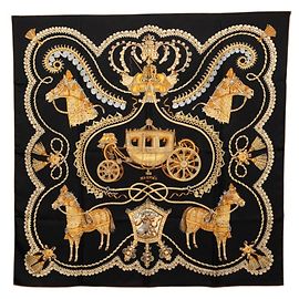 Hermès Lenço Hermes Carre 90 Paperoles Preto Multicor