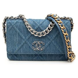 Sac à épaule Chanel Matelassé Coco Mark Argenté Bleu