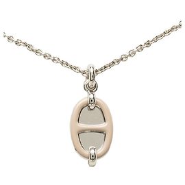 Hermès Collana con pendente Hermes Mini Maillon PM Beige D'oro