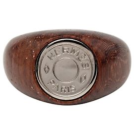 Hermès Anillo Sellier Hermes Castaño Plata
