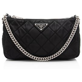 Bolsa Hobo Prada em Tessuto Impuntato acolchoado Preto