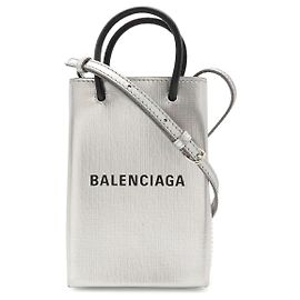 Bolsa Crossbody Porta-Celular Balenciaga Prata Metálico