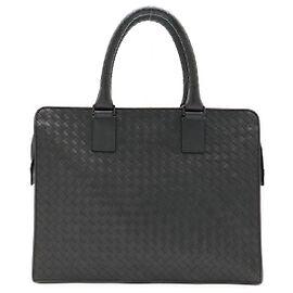 Bottega Veneta Intrecciato Briefcase Grey