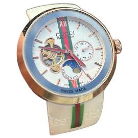 Relógio automático Gucci Pantheaon com fase da lua Branco Vermelho Verde Gold hardware