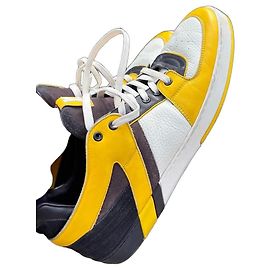 Louis Vuitton Sneakers Gelb Weiß Leder Schwarz Weiß Gelb
