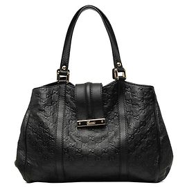 Gucci Guccissima Black Leather Tote Bag Black