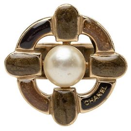Anel Chanel Coco Mark Marrom Dourado