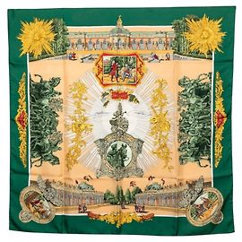 Hermès Foulard Hermes Carre 90 Sanssouci Palace Multicolore Verde