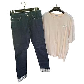 Autre Marque Jeans Dior com forro monograma Azul