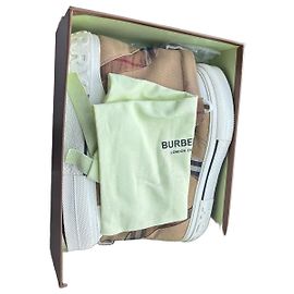Sneakers alte Burberry Check Marrone Bianco Beige