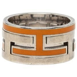 Hermès Anillo Move H Band Hermes Plata Naranja