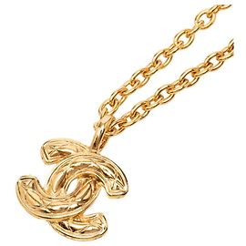 Collier pendentif à chaîne vintage Chanel Coco Mark Doré