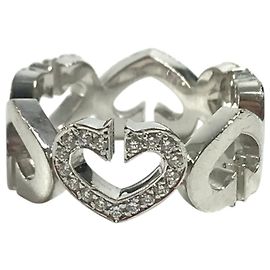 Cartier Diamond 18K Gold C Heart Ring Silvery