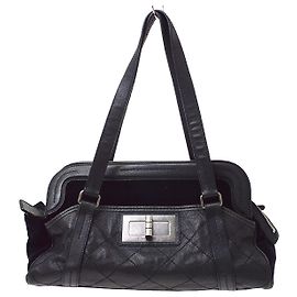 Chanel 2.55 Sac à main en cuir noir Noir