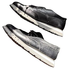 Prada Black leather brogues with thick sole Black