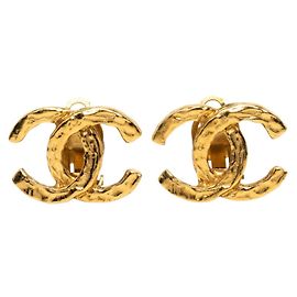 Chanel Vintage Coco Mark Clip Earrings Golden