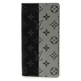 Louis Vuitton Monogram Eclipse Split Portefeuille Brazza Long Wallet Noir Monogramme
