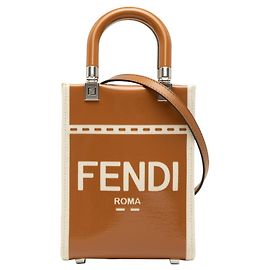 Fendi Sunshine Shopper Mini Handbag Brown Cream