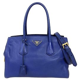 Bolso 2-Way de piel azul Prada Azul