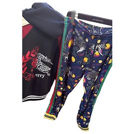 Gucci Pantaloni jogging da uomo con stampa aquila e tigre Rosso Multicolore Verde Blu scuro
