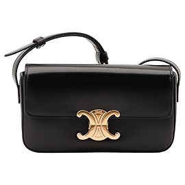 Céline Bolsa de Ombro Celine Triomphe em Pele de Vitelo Lisa Preta Preto