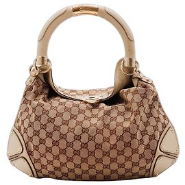 Gucci Monogram Canvas Hobo Bag Brown Beige