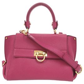 Sac à épaule en cuir Sofia Gancini Salvatore Ferragamo Rose