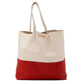 Saco Tote Colorblock Miu Miu Branco Vermelho