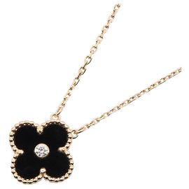 Collana Van Cleef & Arpels Vintage Alhambra Onyx Nero D'oro Altro