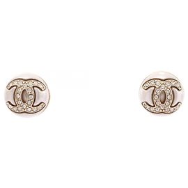 Brincos Chanel I22S Coco Mark Stud Earrings Branco Dourado Outro