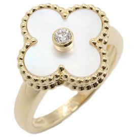 Van Cleef & Arpels Vintage Alhambra Ring aus Perlmutt Weiß Golden Andere