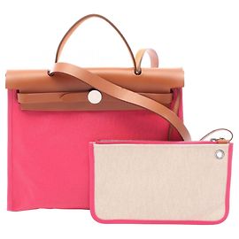 Hermès Hermes Herbag Zip PM Bolso de mano 2-Way Castaño Rosa