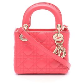 Christian Dior Lady Dior Mini Cannage 2-Way Handbag Pink
