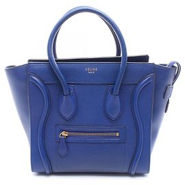 Céline Celine Luggage Micro Shopper Tote Bag Blue