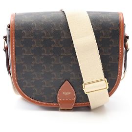 Céline Borsa a tracolla Celine Large Strap Folco Triomphe Marrone Nero