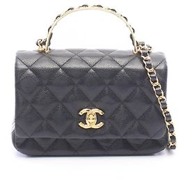 Chanel Matelassé Top Handle 2-Way Shoulder Bag Black