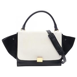 Céline Bolsa 2-Way Celine Trapeze Medium Preto Branco
