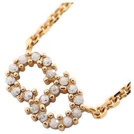 Collana Christian Dior Logo CD Bianco D'oro Altro