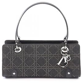 Christian Dior Cannage Studded Handbag Black